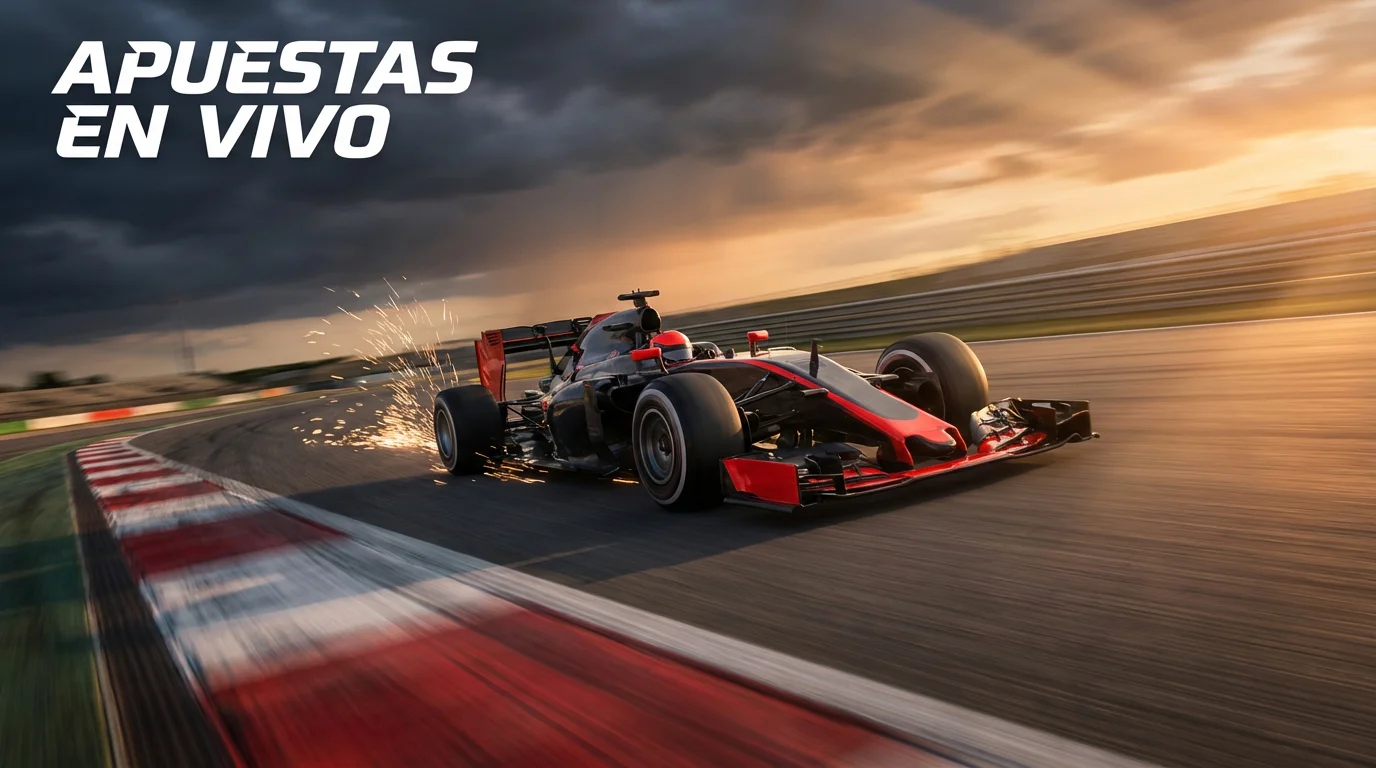 Monoplaza de Fórmula 1 pasando a alta velocidad por la recta de meta durante una carrera