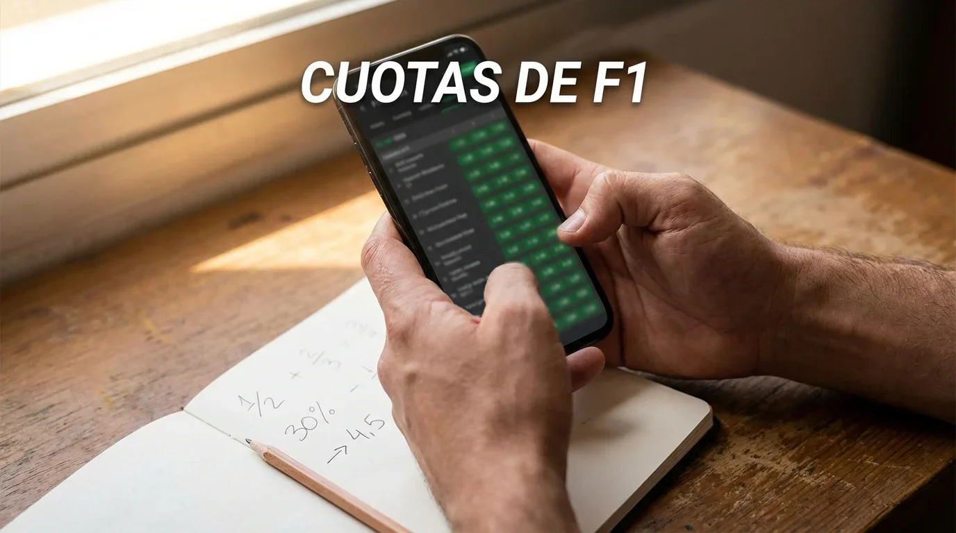 Pantalla de cuotas de apuestas de Fórmula 1 en formato decimal
