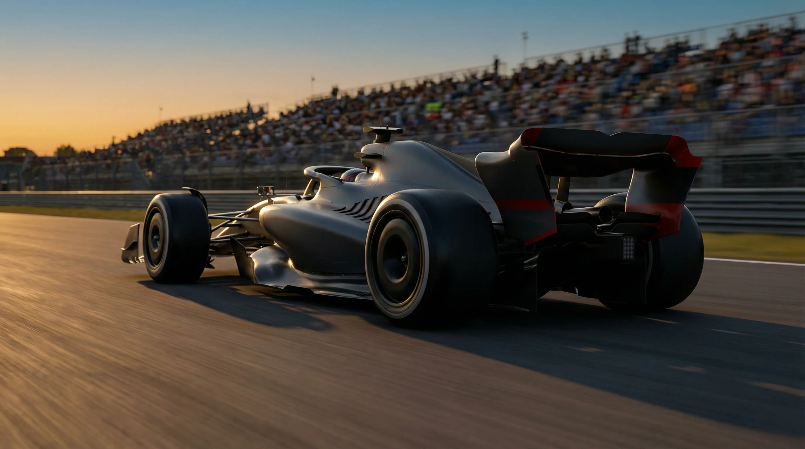Monoplaza de Fórmula 1 en pista al atardecer — guía de apuestas F1